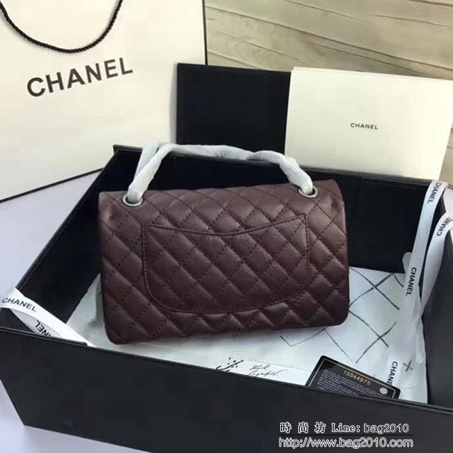香奈兒CHANEL 225 進口大象紋胎牛皮金銀扣單肩斜挎鏈條包 DSC2036